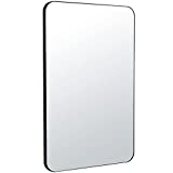 Harmati Black Bathroom Mirror for Wall - 24 X 36 Inch Rectangle Vanity Mirror Metal Framed, Large Modern Square Mirror for Bedroom, Living Room, Dorm, Entry Way, Dining Room