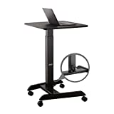 AVLT 44" Height Adjustable Foot Pedal Mobile Workstation (3 ft 8 inches) - Pneumatic Laptop Standing Desk Cart - Mobile Laptop Cart - Black Computer Projector Cart With Brake Casters