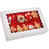 Tcoivs 30-Pack Bakery Boxes with Window, 12" x 8" x 2.5", Cookie Boxes, Auto-Popup Treat Boxes for Pies, Muffins, Donuts and Pastries (White)