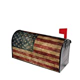 Retro American Flag Mailbox Covers Magnetic Post Box Cover Wraps Standard Size 21x18 Inches for Garden Yard Decor