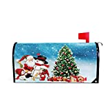 Merry Christmas Santa Snowman Magnetic Mailbox Cover MailWraps Standard Size 20.8(L) x 18(W) Winter Tree Gifts Small Mailbox Wraps Post Box Garden Yard Home Decor for Outside Farmhouse