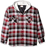 Wrangler Authentics mens Long Sleeve Quilted Lined Flannel Jacket With Hood Button Down Shirt, Biking Red, XX-Large US