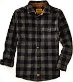 Venado Mens Plaid Shirts for Men - Heavyweight Mens Fleece Shirt (Large, Plaid Charcoal)