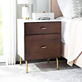 Safavieh Home Genevieve Modern Walnut and White Mahogany 2-drawer Nightstand