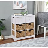 Storage Chest with Baskets - Rustic Storage Cabinet for Living Room Bedroom Entryway, 2 Drawer Accent Chest White