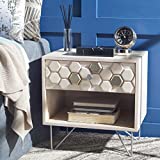 Safavieh Home Collection Raveena White Wash and Silver 1-Drawer Hairpin Leg Nightstand