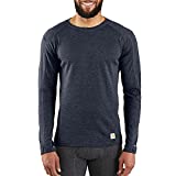 Carhartt Men's Force Heavyweight Polyester-Wool Base Layer Long Sleeve Shirt, Deep Navy Heather, Medium