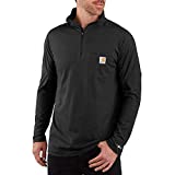 Carhartt mens Force Relaxed Fit Long Sleeve Quarter Zip Pocket T-shirt Work Utility T Shirt, Black, XX-Large US