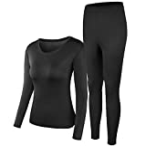 Thermal Underwear Women Ultra-Soft Long Johns Set Base Layer Skiing Winter Warm Top & Bottom Black