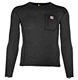 Carhartt Men's Force Heavyweight Thermal Base Layer Long Sleeve Pocket Shirt, Black Heather, Medium