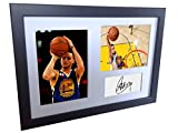 A4 Signed Stephen Curry Golden State Warriors Autographed Basketball Photo Photograph Picture Frame Gift 12"x8"