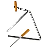 Triangle Hand Percussion with Striker,Rhythm Steel Triangles Music Instrument (8 inch)