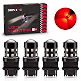 BRISHINE 4-Pack Super Bright 3157 3156 3057 4057 3157K LED Bulbs Brilliant Red 9-30V Non-Polarity 24-SMD LED Chipsets with Projector for Brake Tail Lights, Turn Signal Lights