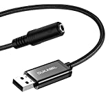 DUKABEL USB to 3.5mm Jack Audio Adapter, USB to Aux Cable with TRRS 4-Pole Mic-Supported USB to Headphone AUX Adapter Built-in Chip External Sound Card for PC PS4 PS5 and More [9.8 inch]