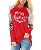 Women Christmas Shirts Long Sleeve Leopard Print Tunics Tops (X-Large, 07 S Red)