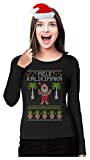 Tstars Mele Kalikimaka Hawaiian Ugly Christmas Sweatshirt Women Long Sleeve Shirt Large Black