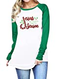 Christmas T Shirt for Women Funny Saying Xmas Tee Shirts Raglan Baseball Long Sleeve Gift Tee Tops Green