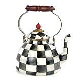 MacKenzie-Childs Courtly Check Enamel Tea Kettle, Decorative Tea Kettle, 3-Quart Capacity