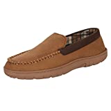 Hanes Mens Moccasin Slipper House Shoe With Indoor Outdoor Memory Foam Sole Fresh IQ Odor Protection , Tan , X-Large
