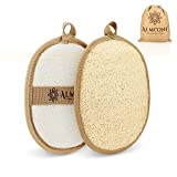 Almooni Premium Exfoliating Loofah Pad Body Scrubber, Made with Natural Egyptian Shower loofa Sponge That Gets You Clean, Not Just Spreading Soap (2 Pack)