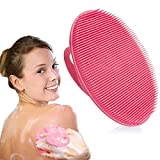 Soft Silicone Body Cleansing Brush Shower Scrubber, Gentle Exfoliating and Massage for all Kinds of Skin (Pink)