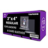 Toupeone 3" x 4" Top Loaders and Penny Sleeves Bundle, Including 100 35pt Toploader and 100 Clear Soft Card Sleeves Hard Plastic Card Protectors for Trading and Sports Cards