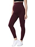 HOFISH Women's Ultra Soft Thermal Bottom Underwear Stretchy Maternity Long Leggings Yoga Pants for Pregnancy Redwine M