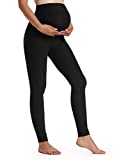 Foucome Women's Maternity Leggings Over The Belly Pregnancy Active Workout Yoga Tights Pants (Black, Large)