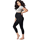 Terramed Maternity Leggings Active Wear Over The Bump Pants Pregnancy Shaping Over The Belly Postpartum Breastfeeding (Small, Capri Black)