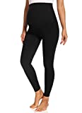 Foucome Women's Maternity Leggings Over The Belly Full Length Pregnancy Yoga Pants Active Wear Workout Leggings (Black, L)