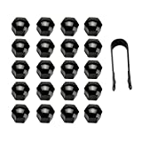 ATVATP 17MM 20pcs Wheel Lug Nut Center Cover Bolt Caps with Removal Tool for VW Audi Skoda Golf Jetta Passat 321601173A (Black)