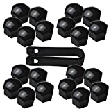 FiveEyes 17MM Wheel Lug Nut Covers Bolt Caps Compatible with Audi BMW Mercedes with Removal Tool 20PCS (Black)