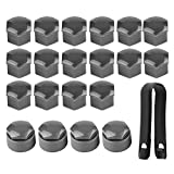 Qiilu 20pcs Lug Nut Covers Universal 17mm Wheel Lug Nut Center Cover Bolt Cover Caps with Extractor for Wheel