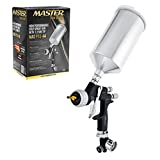 Master Pro 44 Series High Performance HVLP Spray Gun with 1.3mm Tip with Air Pressure Regulator Gauge - Ideal for Automotive Basecoats, Clearcoats - Advanced Atomization Technology