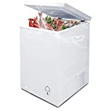 Deep Freezer Small 3.6 Cu. Ft Chest Freezer SMETA Outdoor Freezer, 3.6 Cubic Feet Freezer Chest Mini Thermostat Control, Compact Freezer for Apartment, Office, Kitchen with Flip-Up Lid in White