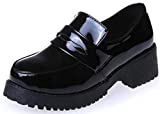 ACE SHOCK Women's Lolita Low Top Japanese Students Maid Uniform Dress Shoes (7.5) Black