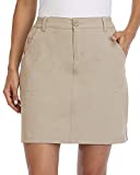 Willit Women's Outdoor Skort Golf Skort Casual Skort Skirt UPF 50+ Quick Dry Zip Pockets Active Hiking Khaki L