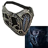 Mortal Kombat Mask Sub-Zero/Saibot/Scorpion/Lin Kuei Cosplay Half Face Latex Masks Halloween Costume Accessory 2021 (Sub Zero 2021 A)