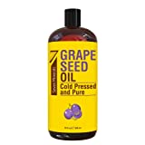 Pure Cold Pressed Grapeseed Oil - Big 32 fl oz Bottle - Non-GMO, Hexane Free, Natural & Lightweight Grape Seed Oil for All Skin Types and Hair - Perfect Carrier Oil for Massage Therapy & Aromatherapy