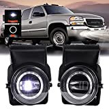 DRFG LED Fog Light with DRL Compatible for 2003-2006 GMC Sierra 1500 2500HD 3500HD Heavy Duty Pickup Bumper Fog Lights Lamps