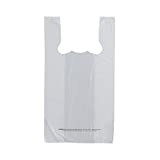 KitchenDine Plastic Bags - Grocery Bags T-Shirt Shopping Bag - White Merchandise 21" x 11 1/2" Cary Out Recyclable Bags. Bolsas De Plastico (100)