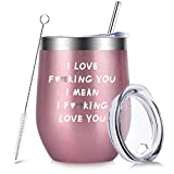 Christmas Funny Gifts for Women Wife Girlfriend Friends Teenage Girls-12 oz Wine Tumbler with Straws,Lids- Gifts for Mom Sister Her, Presents Ideas for Valentines Day,Xmas,Birthday,Dating,Anniversary