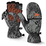 KastKing PolarBlast Ice Fishing Gloves Convertible Mittens – Cold Weather Fishing Mittens and Fingerless Gloves with 3M Thinsulate – Winter Fishing Mittens– Ideal for Ice Fishing, Photography, Large