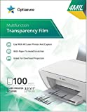 Optiazure Transparency Film, Overhead Projector Film for Laser Jet Printer and Copier, Letter Size 100Pack Sheets, Office and School Supplies