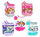 Nickelodeon Little Girls Paw Patrol 5-Pack No Show Ankle Socks, 7-10, Multicolor