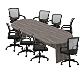 GOF 6FT, 8FT, 10FT Conference Table Chair Set, Artisan Grey, Cherry, Espresso, Mahogany, Walnut (10FT with 8 Chairs, Artisan Grey)
