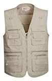 Gihuo Men's Summer Cotton Leisure Outdoor Pockets Fish Photo Journalist Vest Plus Size (X-Large, Beige)