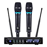 Kithouse S9 UHF Rechargeable Wireless Microphone System Karaoke Microphone Wireless Mic Cordless Dual with Bluetooth Receiver Box + Volume Control ECHO for Karaoke Singing Speech Meeting Church, 200FT