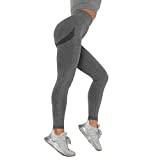 Twinkie Molly Women TikTok Butt Crack Seamless Leggings Smile Contour High Waisted Compression for Gym Yoga Exercise Grey