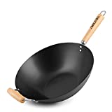 Aroma Housewares 14"" Heavy Duty Carbon Steel Cookware (ANW-102) Non-Stick Wok", black